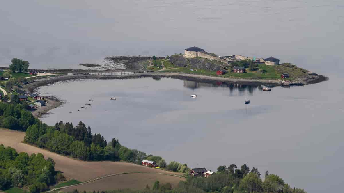 Steinvikholmen i 2018. Øy i Åsenfjorden, Trøndelag.