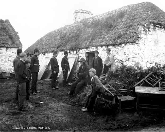 Utkastelse av irsk familie, 1879