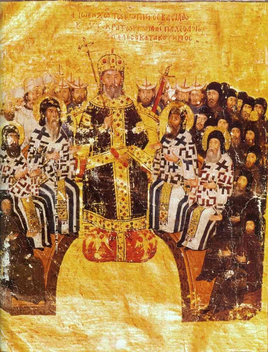 Johannes VI Kantakouzenos presederer over en synode