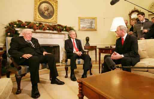 Ian Paisley, George W. Bush og Martin McGuinness