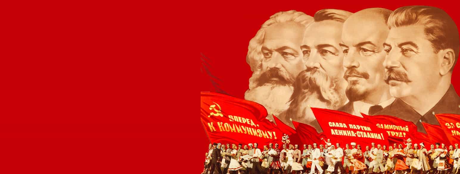 Karl Marx, Friedrich Engels, Vladimir Lenin og Josef Stalin