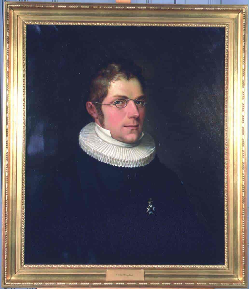 Portrett av Nicolai Wergeland i prestekjole med Norstjärneorden