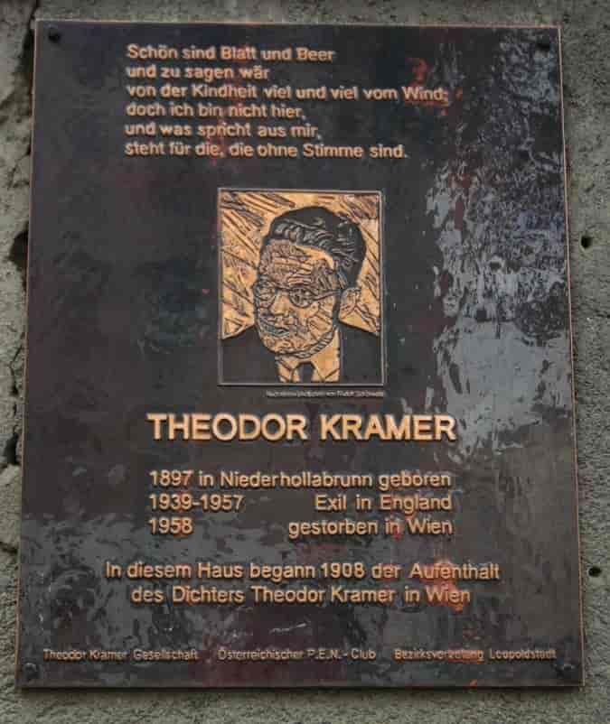 Minnetavle over Theodor Kramer i Wien
