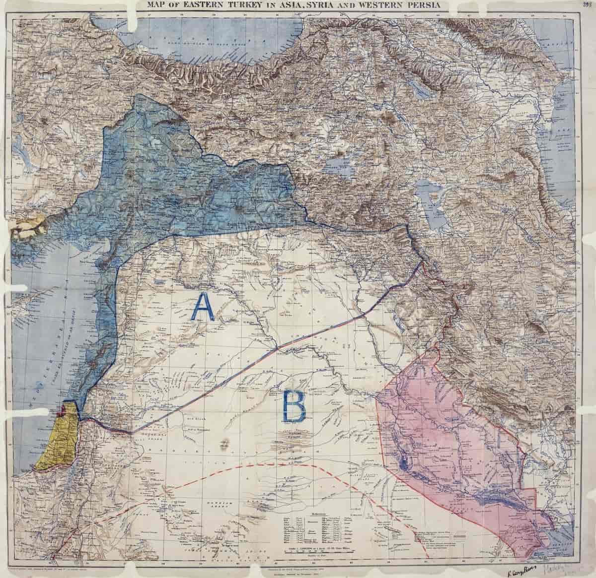 Det signerte kartet som fulgte Sykes-Picot-avtalen