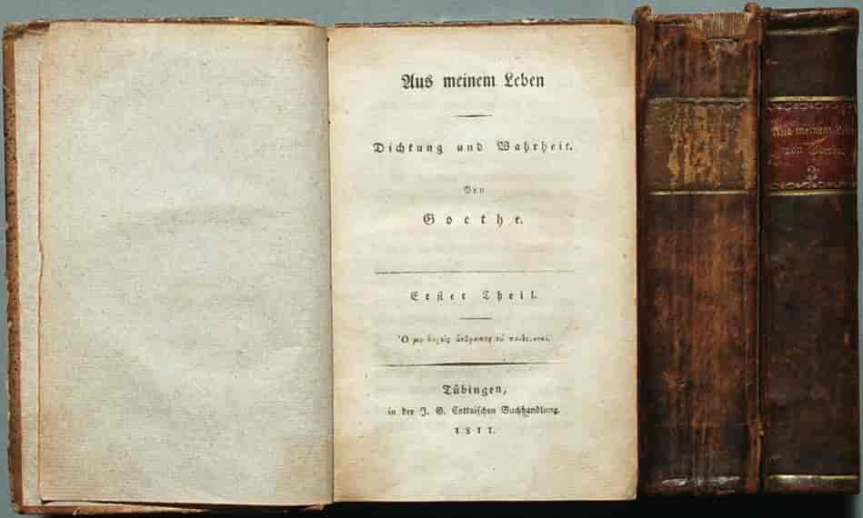 Goethes "Aus meinem Leben. Dichtung und Wahrheit", førsteutgaven fra 1811