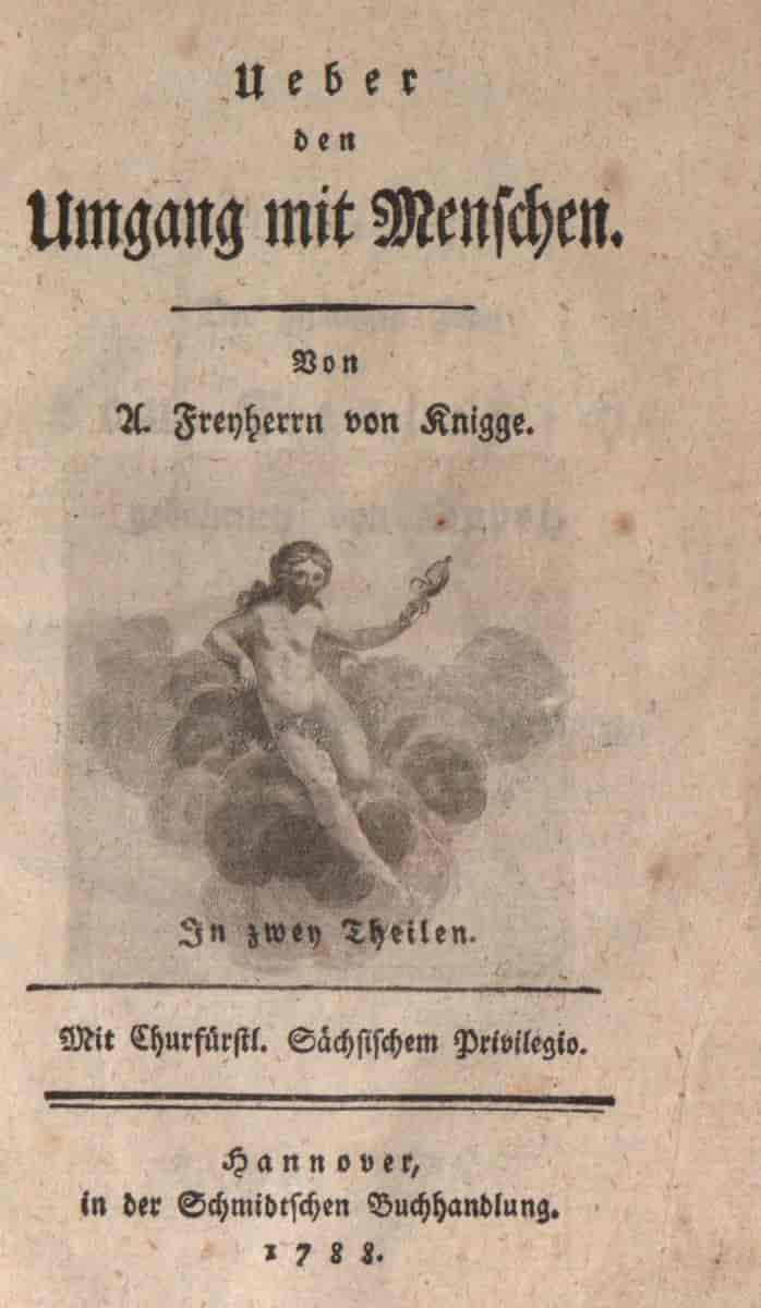 Adolph Freiherr Knigges "Über den Umgang mit Menschen", førsteutgaven fra 1788