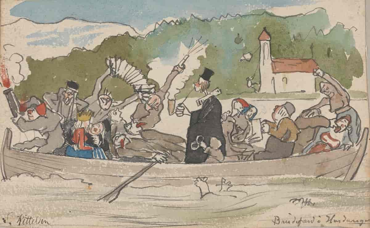 Karikaturtegning av Theodor Kittelsen