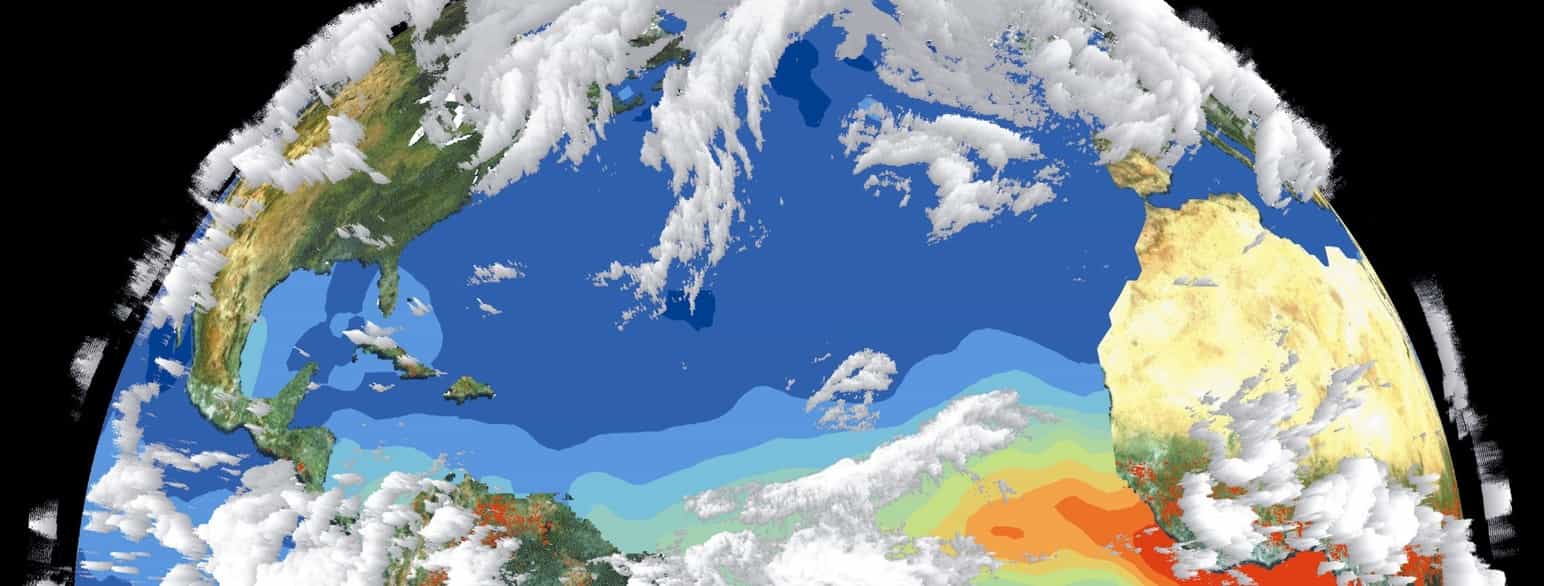 Satelitt-data og bilde av  Jordens klimasystemer