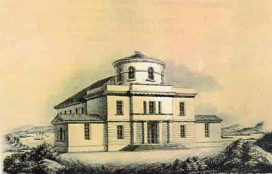 Arkitekt Christian H. Groschs tegning av observatoriebygningen.