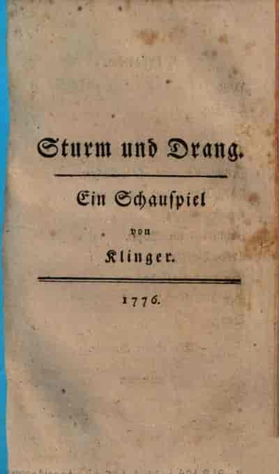 Førsteutgaven av Klingers drama "Sturm und Drang" (1776)