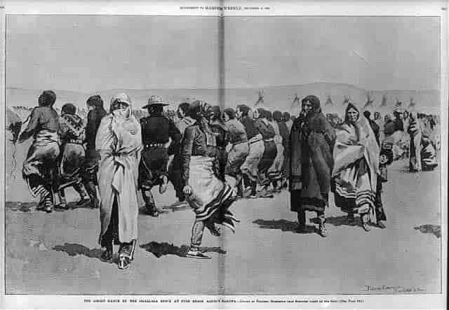 Ghost Dance-deltakere i Oglala i Sør-Dakota i 1890