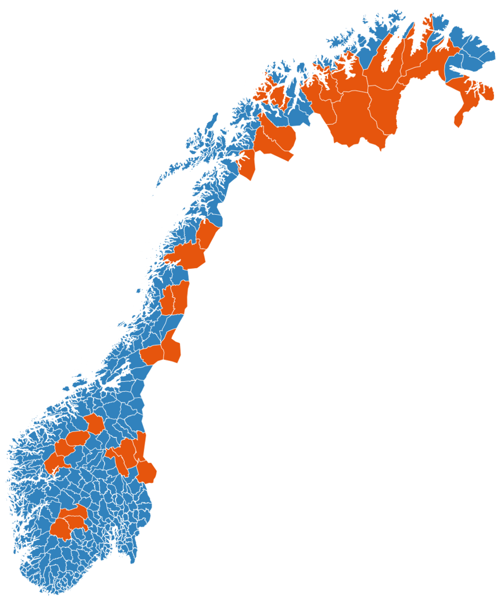 De 30 største kommunene i Norge (areal over 2000 km²)