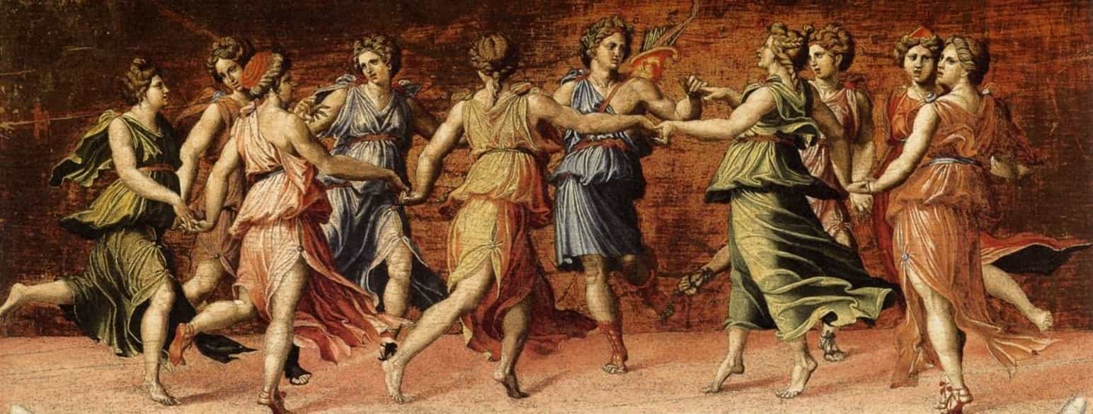 Musene og Apollo danser
