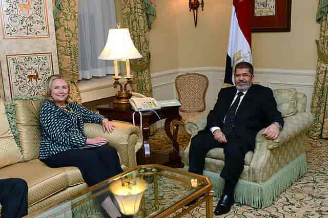 President Morsi med utenriksminister Clinton