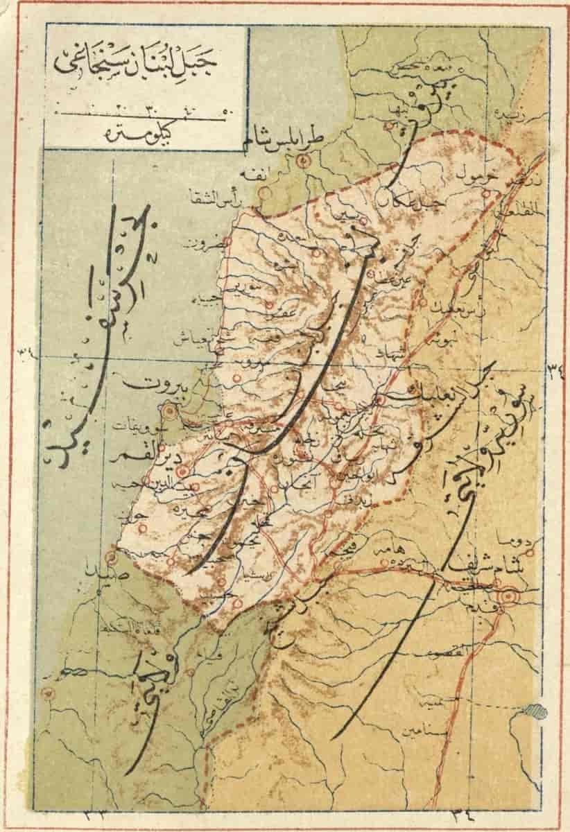 Den osmanske sandsjaken Libanon-fjellene
