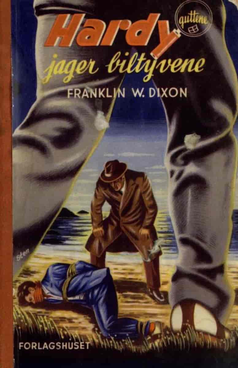 Hardyguttene jager biltyvene (1951). Omslag