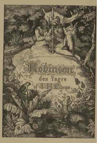 Tittelsiden til en dansk utgave av 'Robinson den yngre' fra 1855