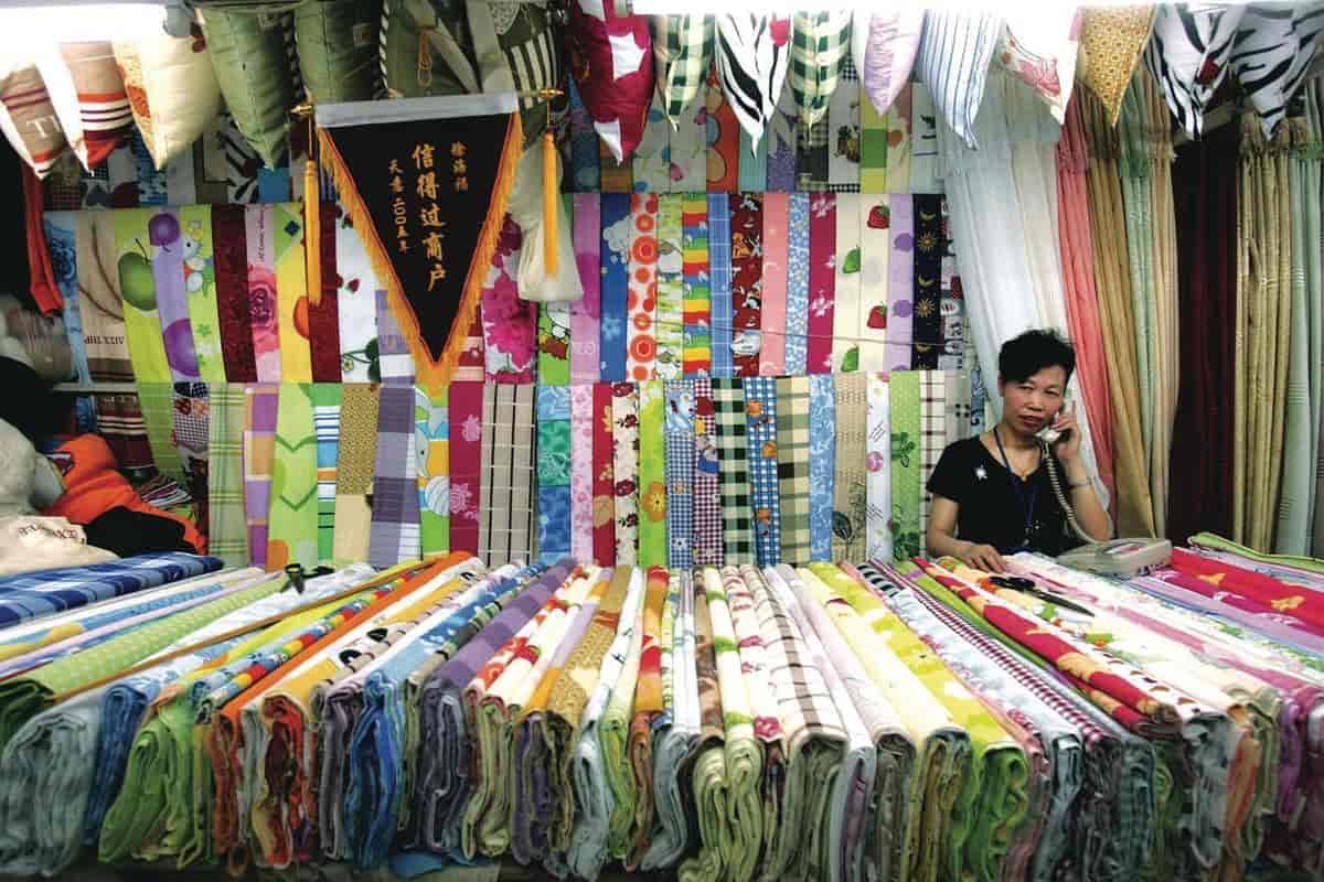 Tekstilbutikk i Beijing