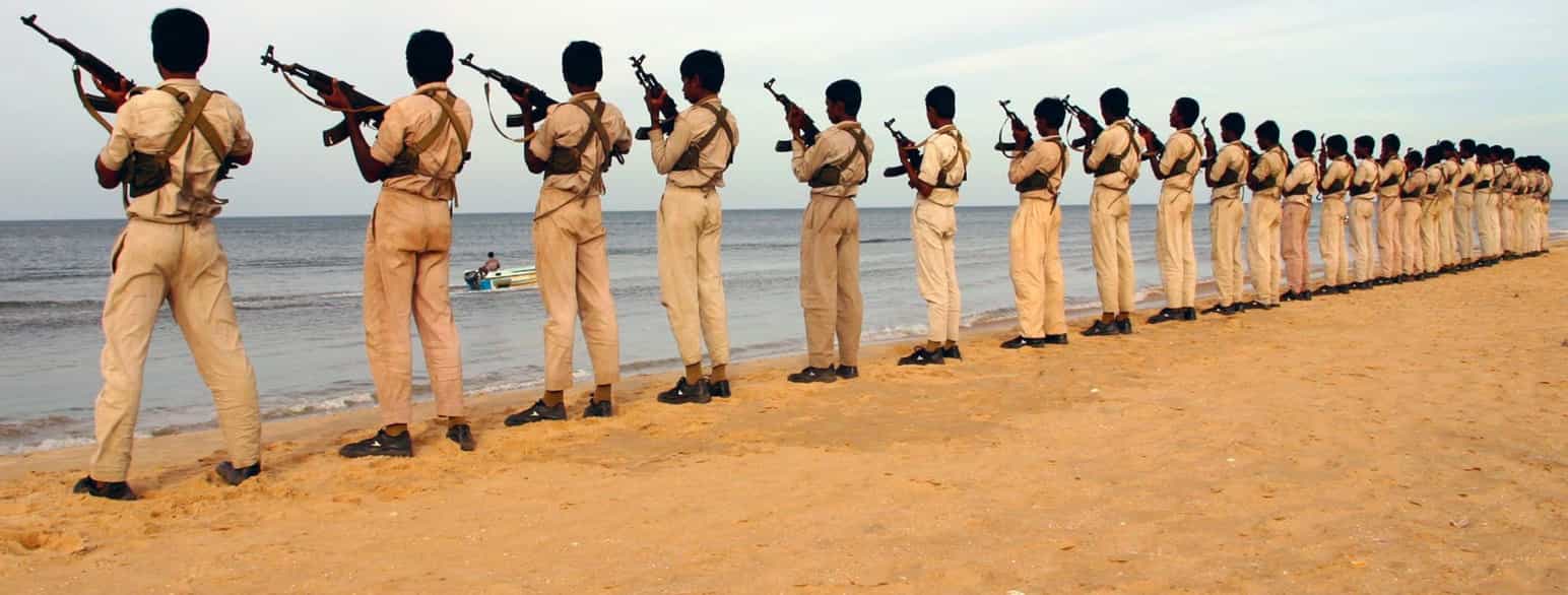 Tamiltigrene ved sjøen i Mullativu, Sri Lanka.