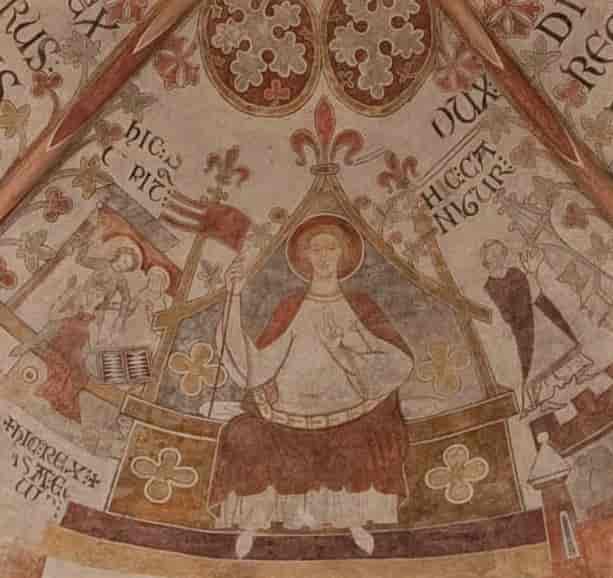 Dette kalkmaleriet i Skt. Bendts kirke i Ringsted forestiller hertug Knud Lavard