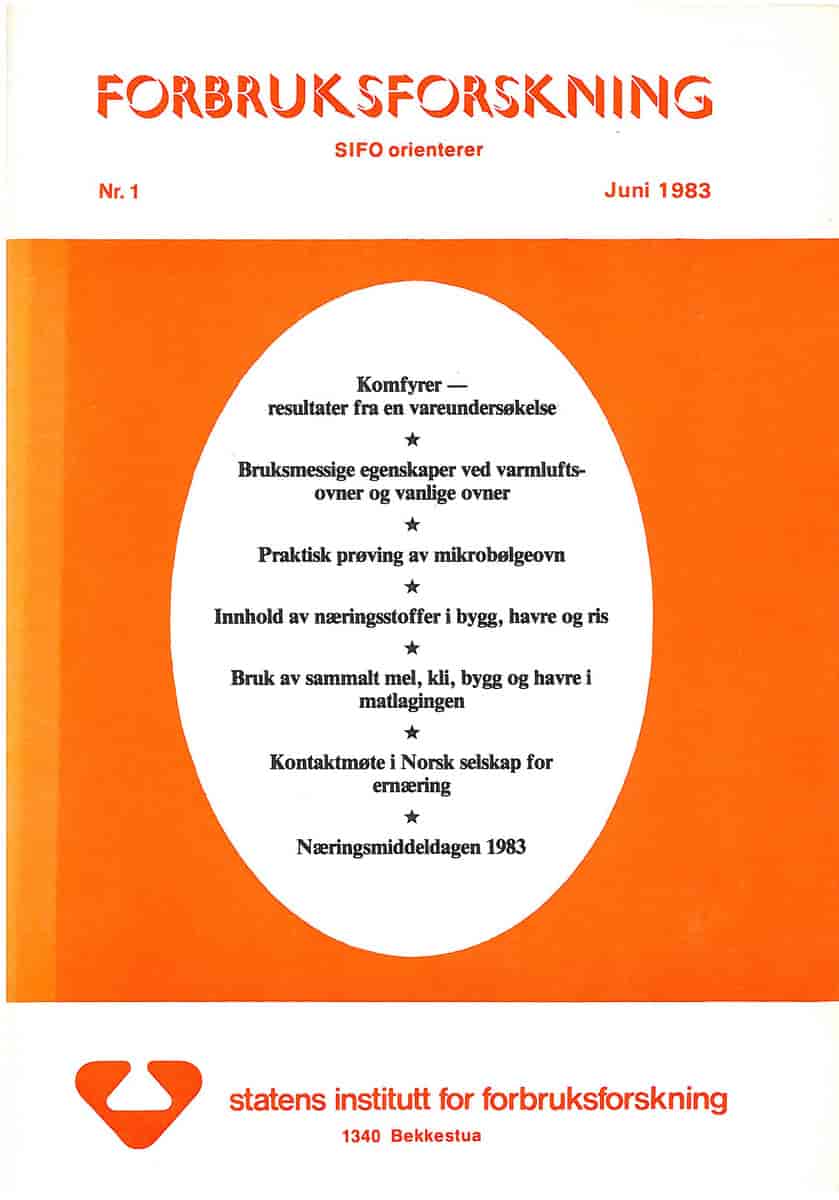 Forbruksforskning nr. 1 - 1983