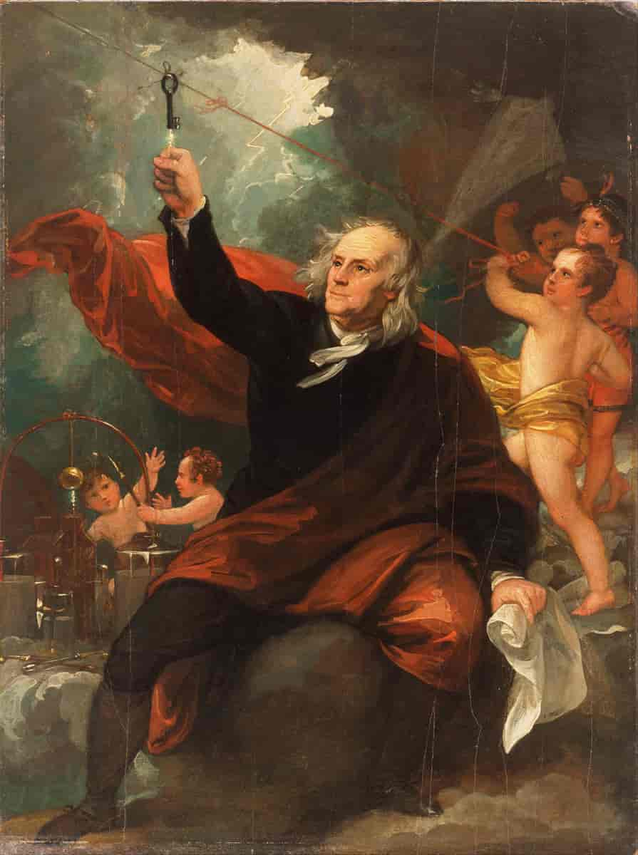 Benjamin Franklin trekker elektrisitet fra skyene