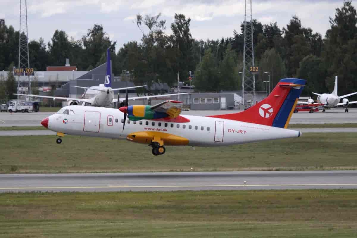 DAT ATR42 under avgang fra Gardermoen