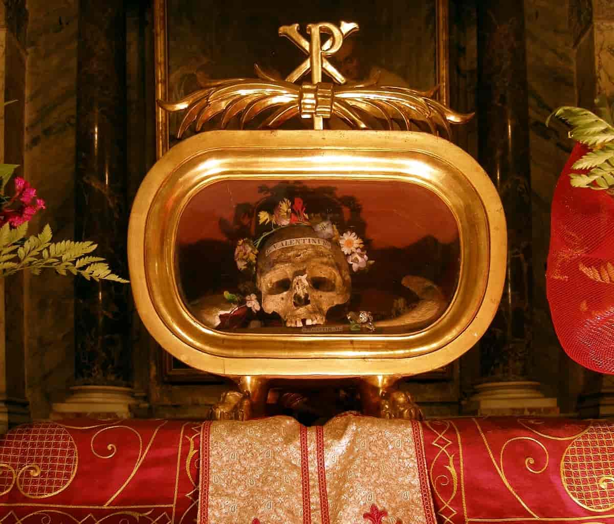 St. Valentin av Ternis hodeskalle i Santa Maria in Cosmedin, Roma