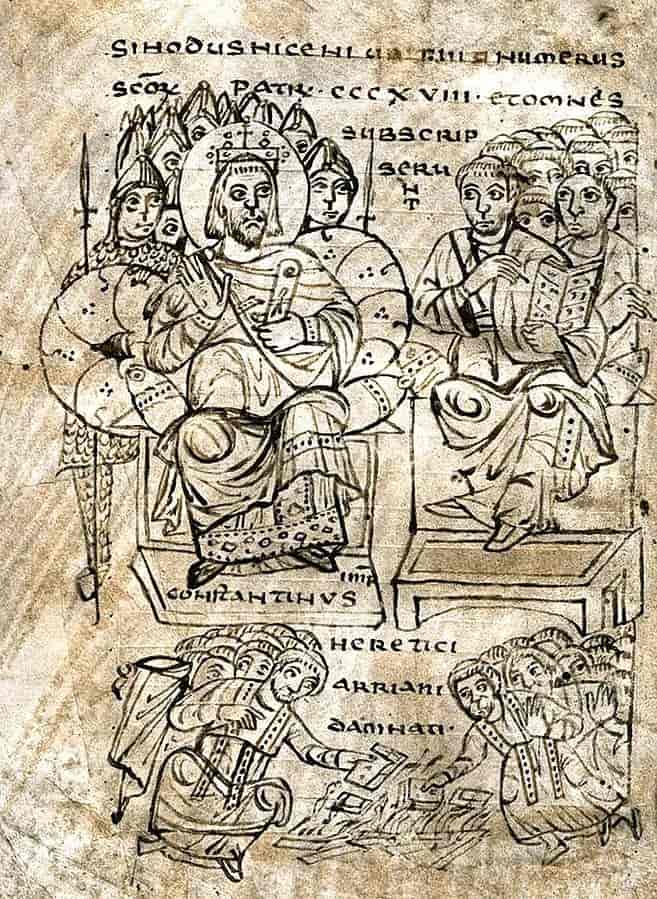 Keiser Konstantin beordrer brenning av arianske bøker