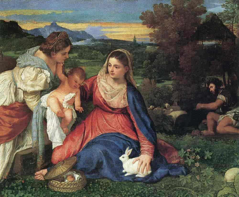 Maria, Jesusbarnet og en kanin, ca. 1530 Paris, Louvre. 