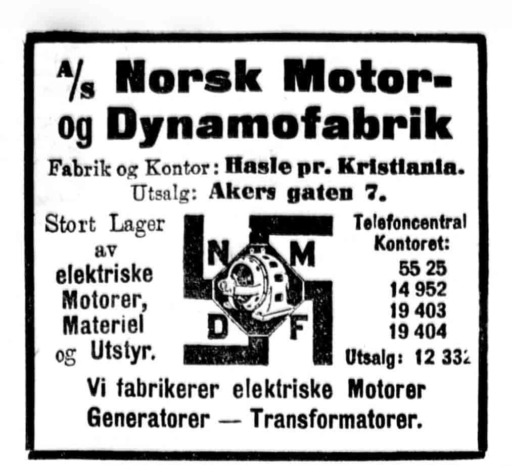 Annonse for Norsk Motor- og Dynamofabrik