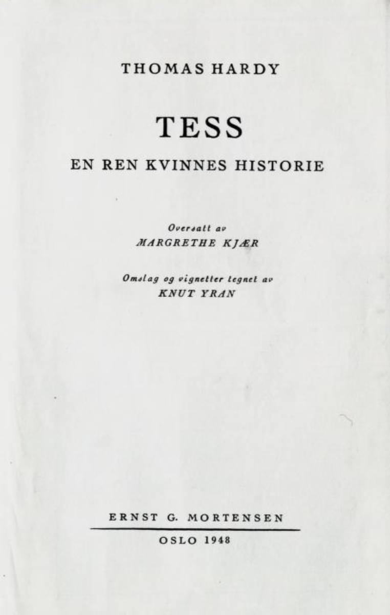 Tess, en renn kvinnes historie, tittelblad