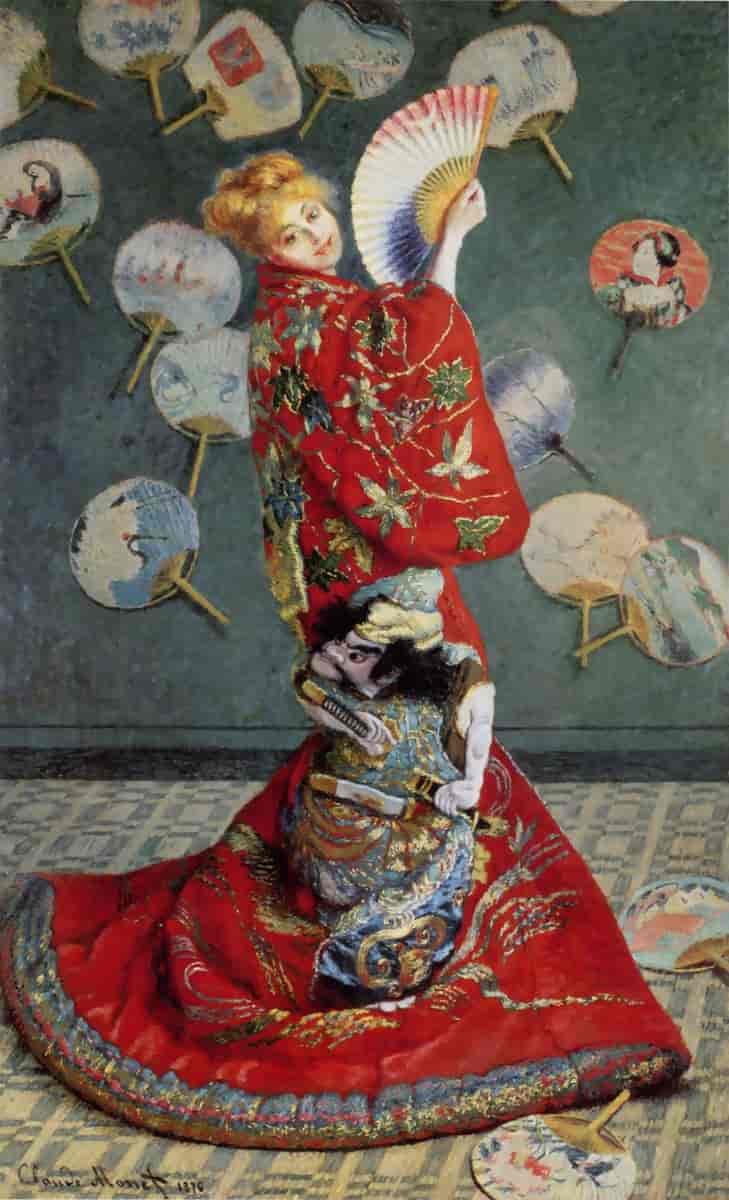 Fru Monet i japansk kåpe