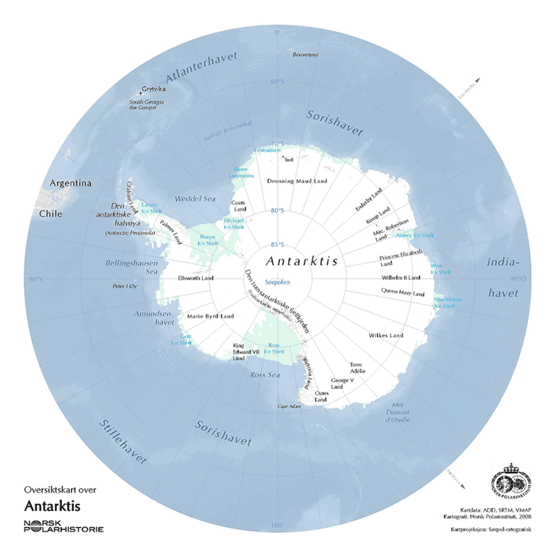 Kart over Antarktis