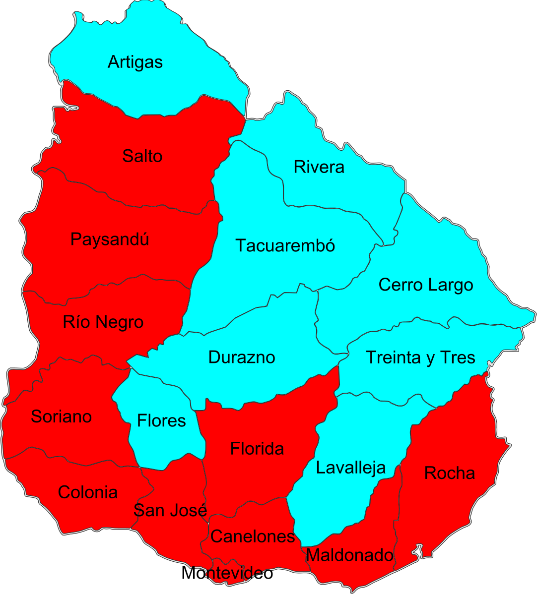 Departementene i Uruguay